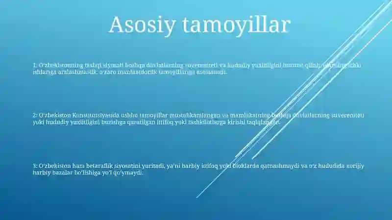 Oʻzbekiston Respublikasi Konstitutsiyasi 4 Bob Tashqi Siyosati 2