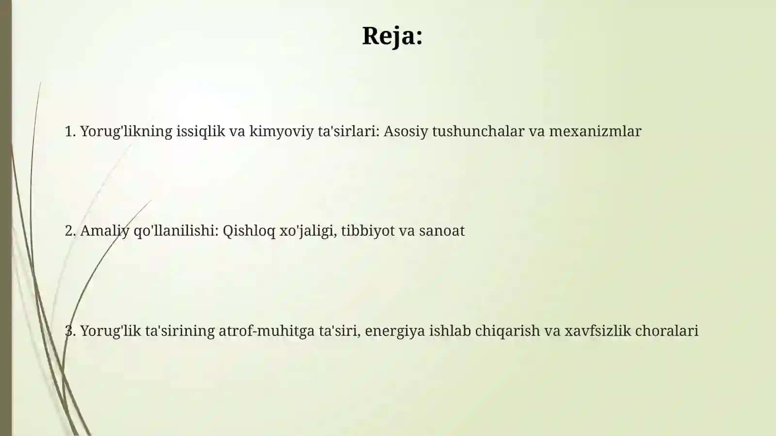 Yorug'likning issiqlik va kimyoviy ta'siri 2