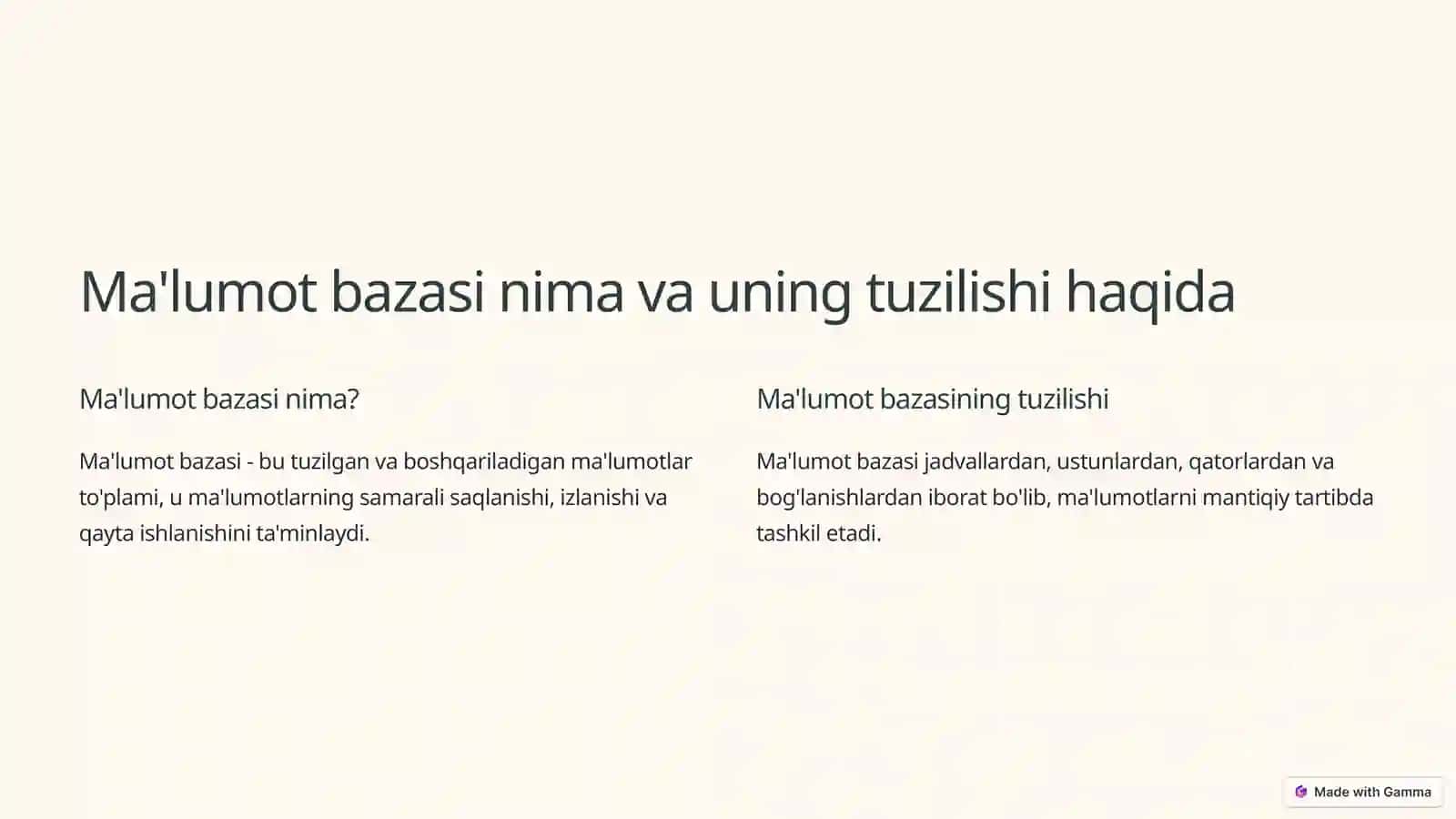 Ma'lumot bazasining arxitekturasi va uch bosqichli arxitekturasi 2
