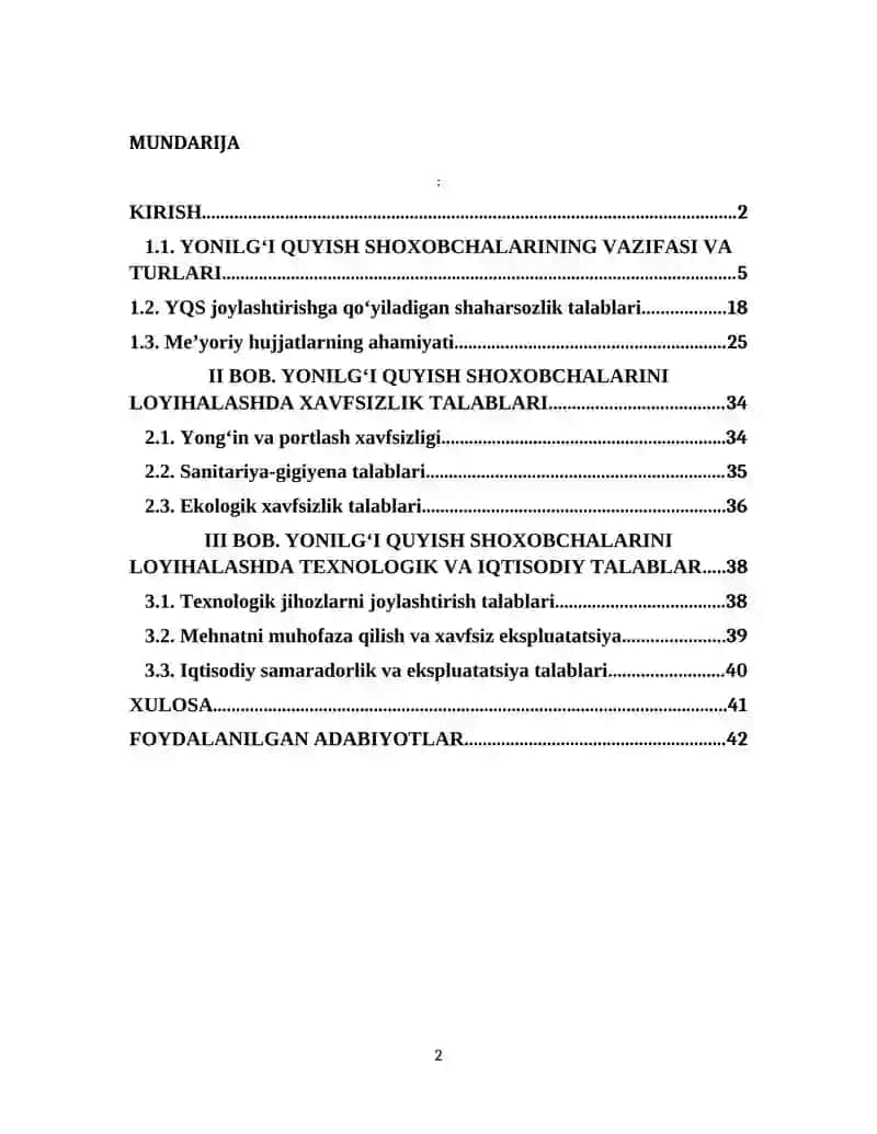 Yonilg'i quyish shoxobchalarini loyihalashda qoyiladigan me'yoriy talablar 2