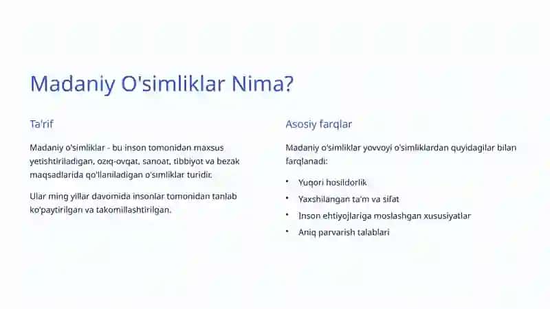 Madaniy O'simliklar: Tarixi, Turlari va Ahamiyati 2