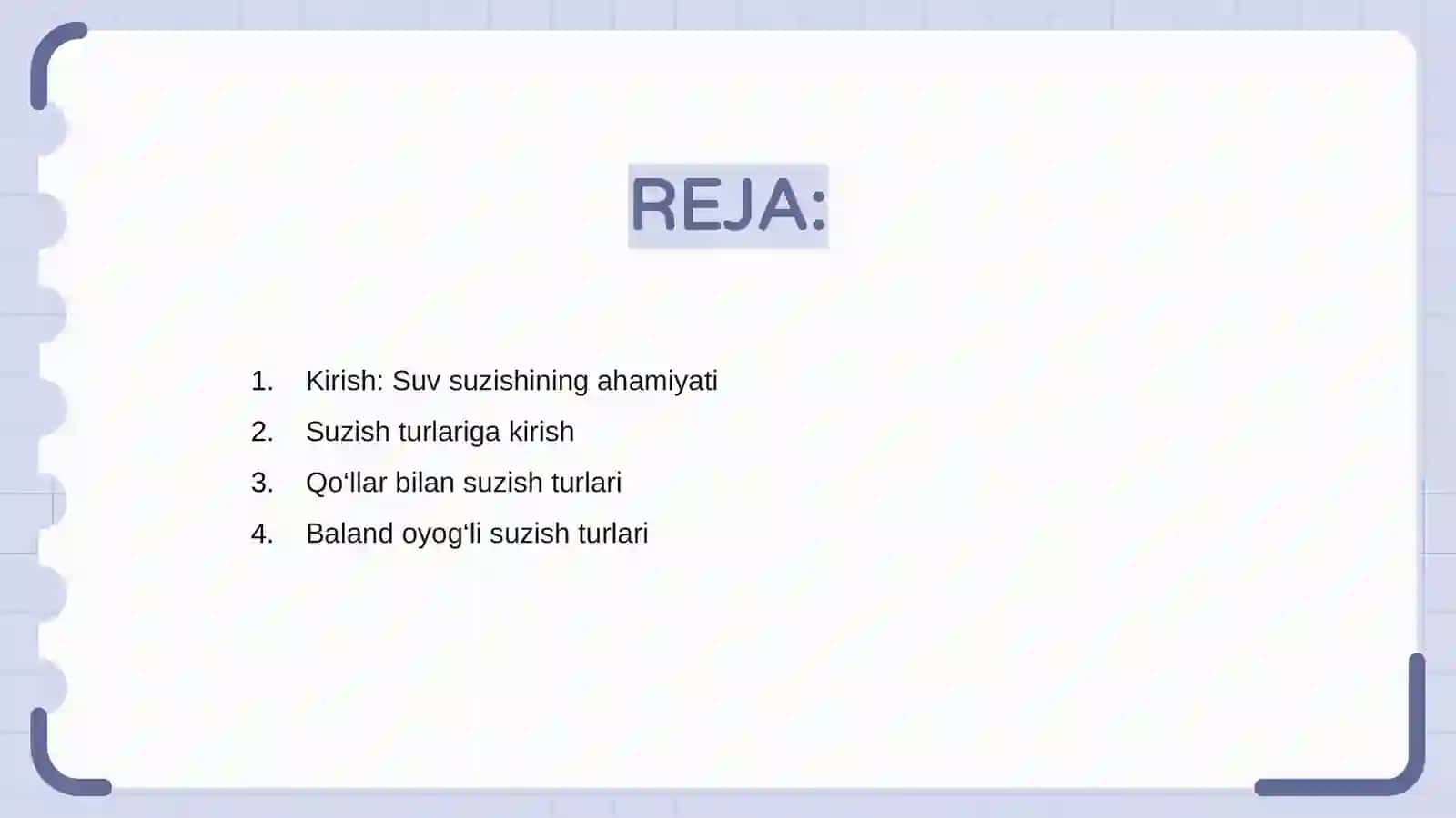 Jismoniy tarbiyadan suzishning turlari haqqida 12 betlik slayd 2