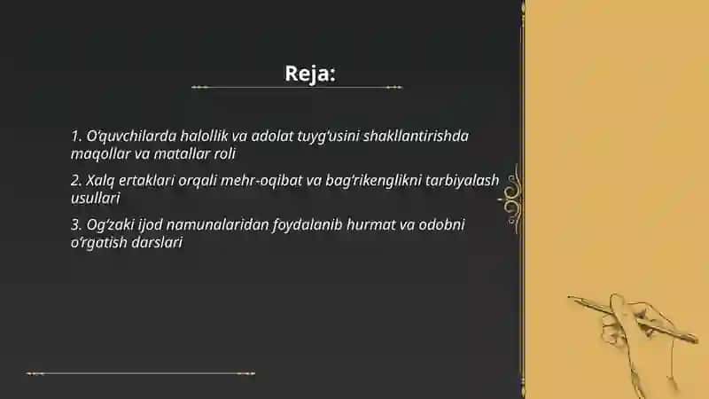 O‘quvchilarda ma’naviy-axloqiy sifatlarni rivojlantirishda xalq og‘zaki ijodidan foydalanis 2