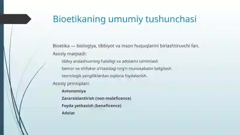 Stomatologiyada bioetika muammolari va farmatsevtika sohasida bioetika-huquqiy masalalar 2