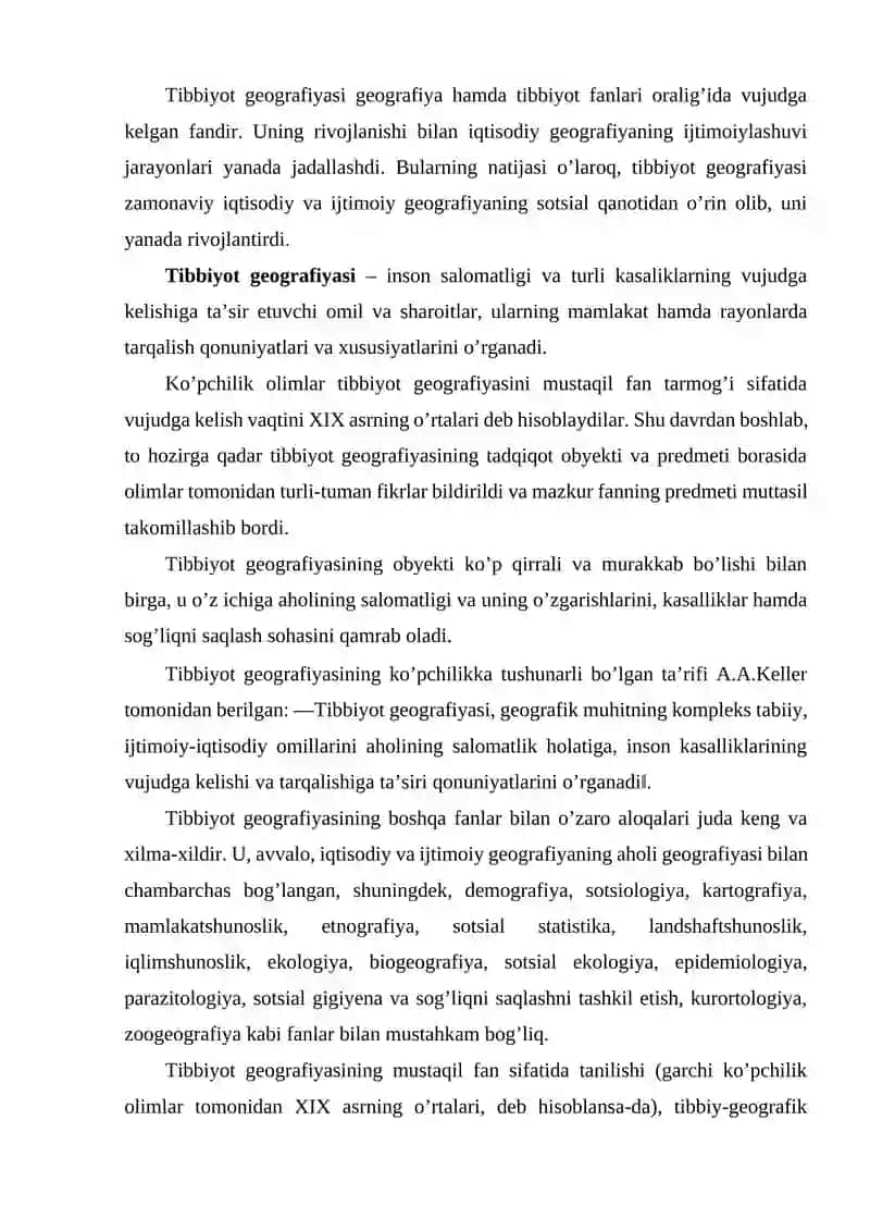 Tibbiyot Geografiyasi Tadqiqot Obyekti va Predmeti 2