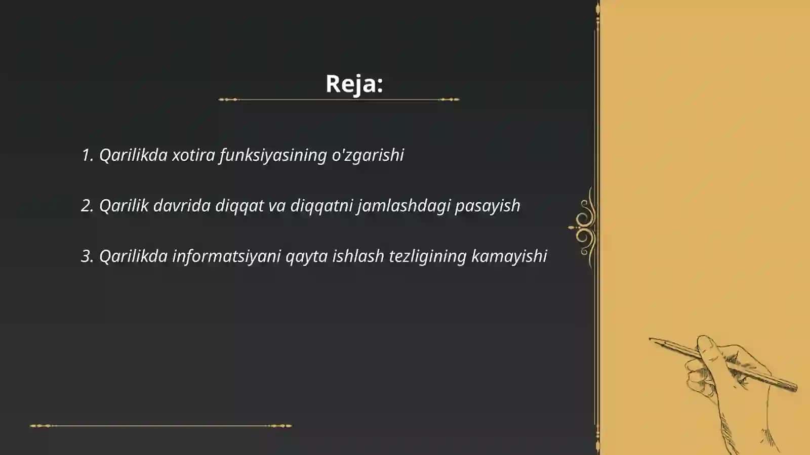 Qarilikda xotira funksiyasining o'zgarishi 2