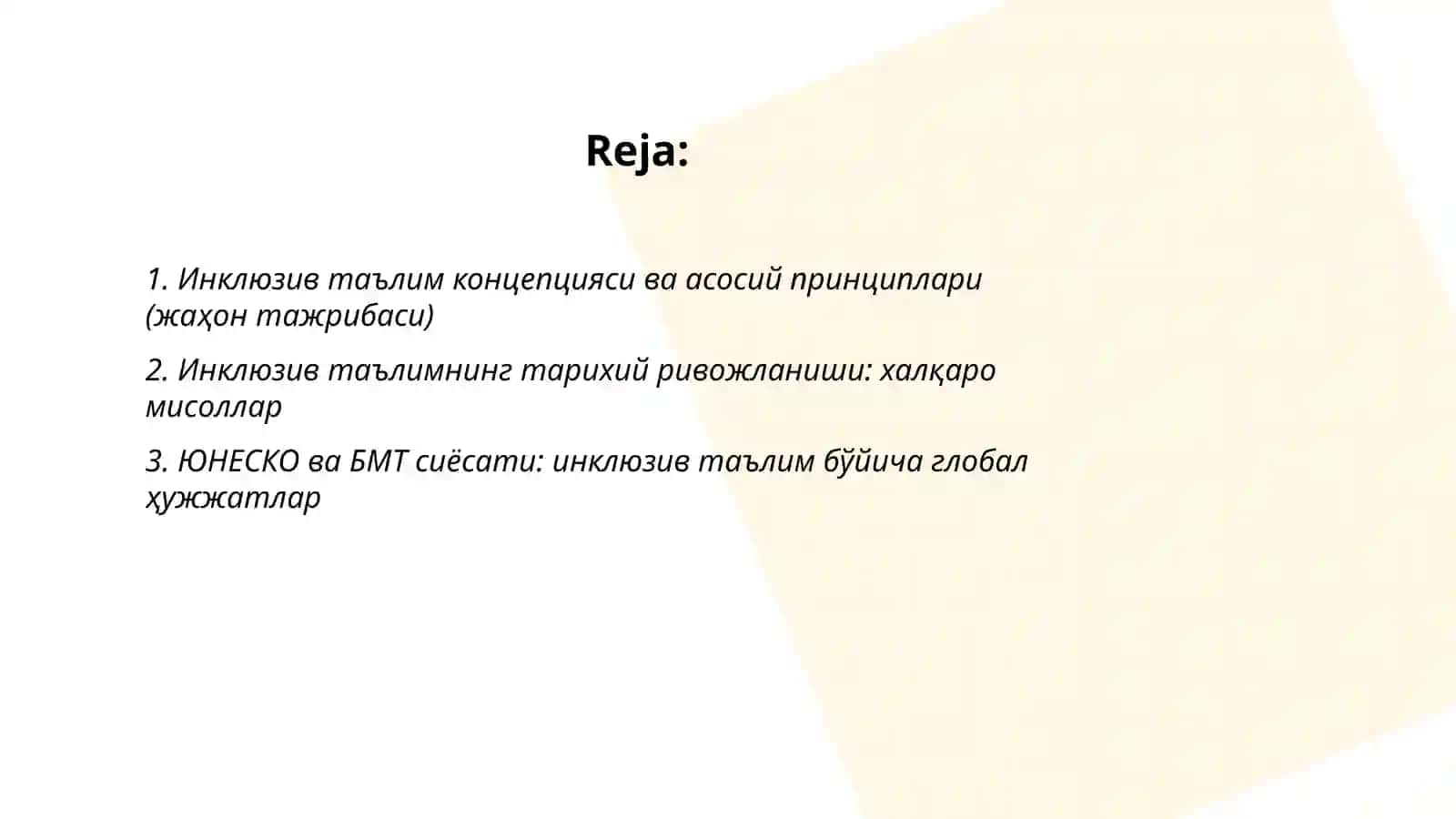 Инклузив талимни жахон тажбираси бойича слайд таерлаш экан 2