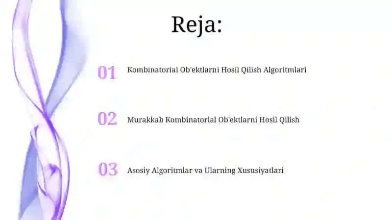 Kombinatorial Ob'ektlarni Hosil Qilish Algoritmlari 2