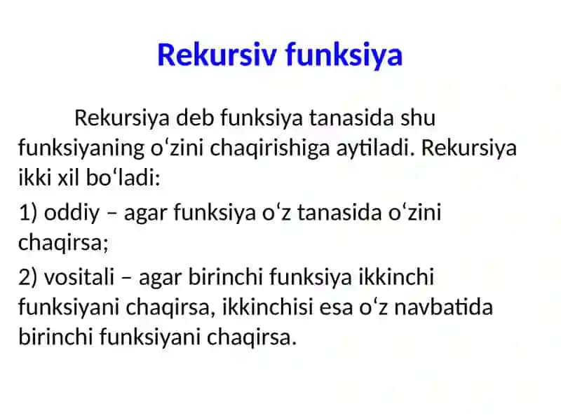 Rekursiv funksiyalar 2
