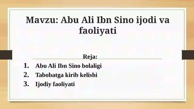 Abu Ali Ibn Sino ijodiy faoliyati 2