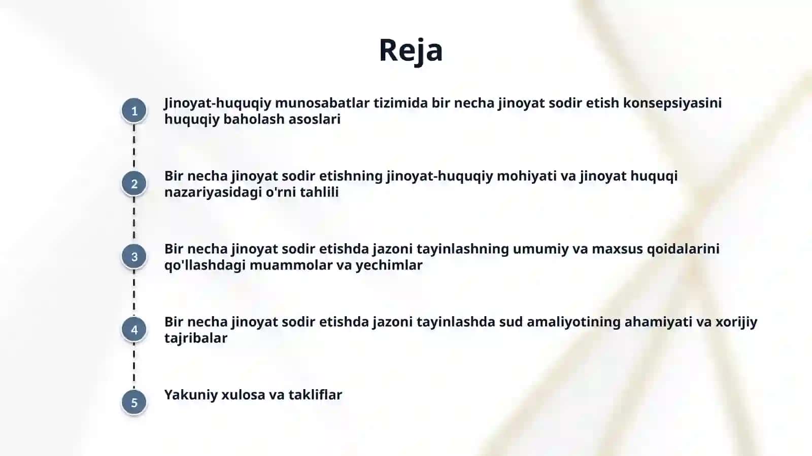 Bir qancha jinoyat sodir etishda jazoni tayinlash masalalari. 2