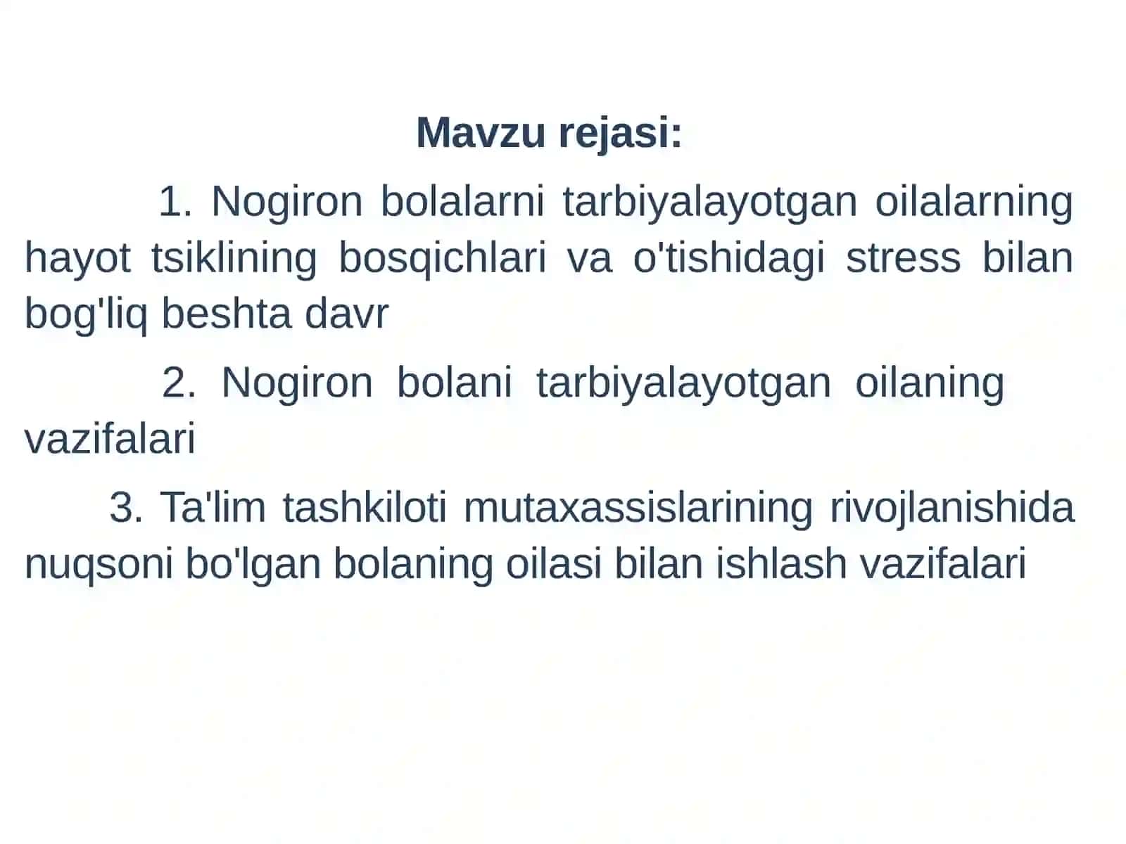 Nogiron bolalarni tarbiyalaydigan oilalarning psixologik xususiyatlari 2