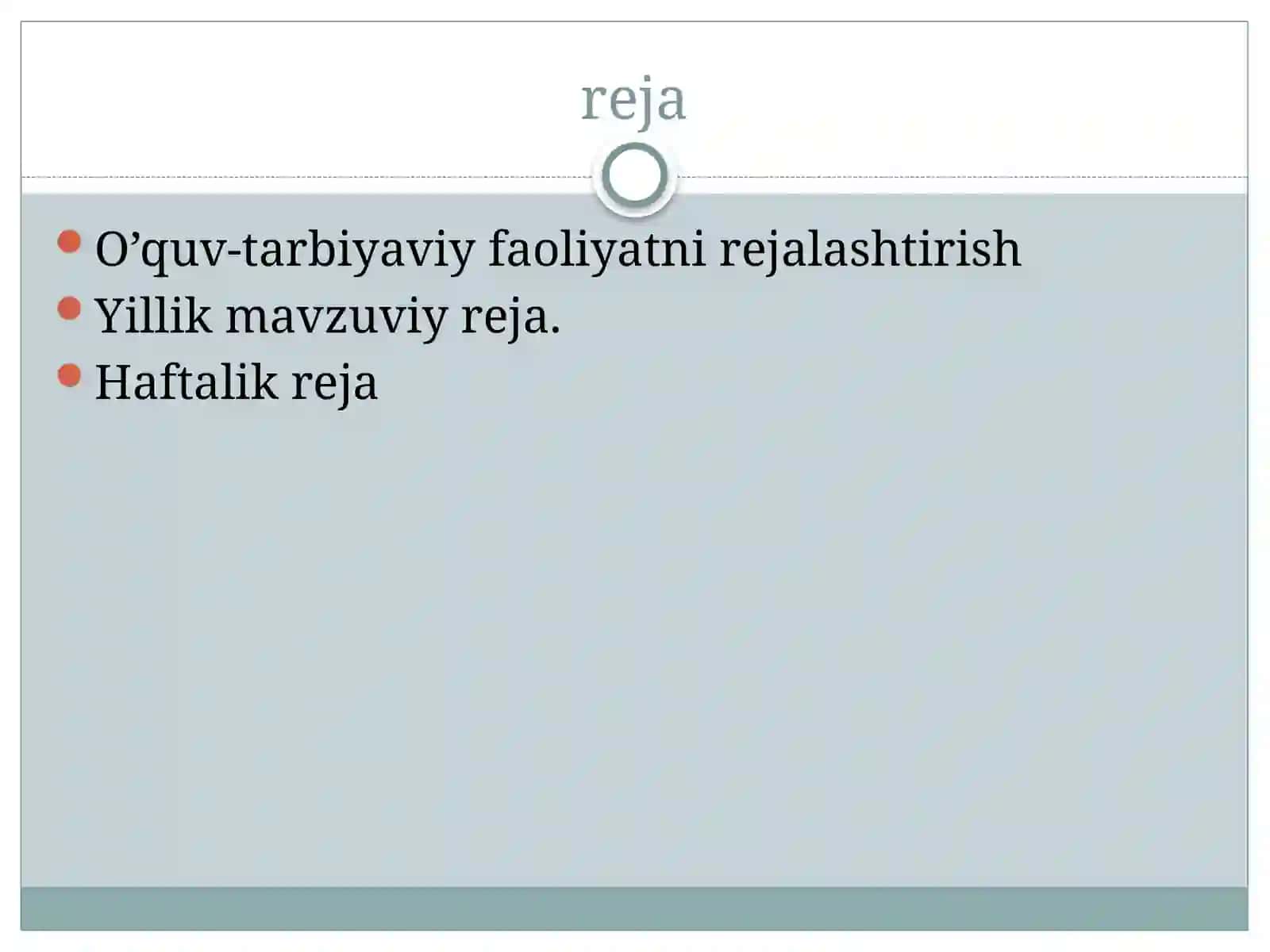 Tarbiyachining shaxsiy ish rejasi 2