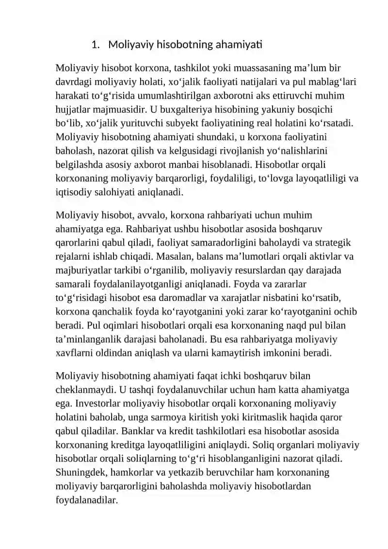 Moliyaviy hisobot asosida boshqaruv qarorlarini qabul qilish 2