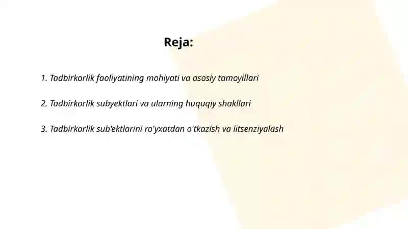 Tadbirkorlik faoliyati va tadbirkorlik kapitali 2