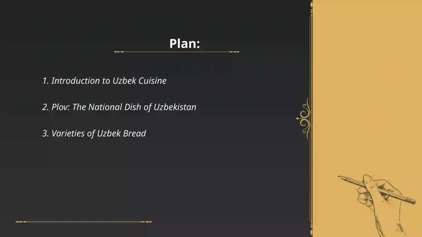 Uzbek national food mavzusida ingliz tilida 12 listli ppt 2