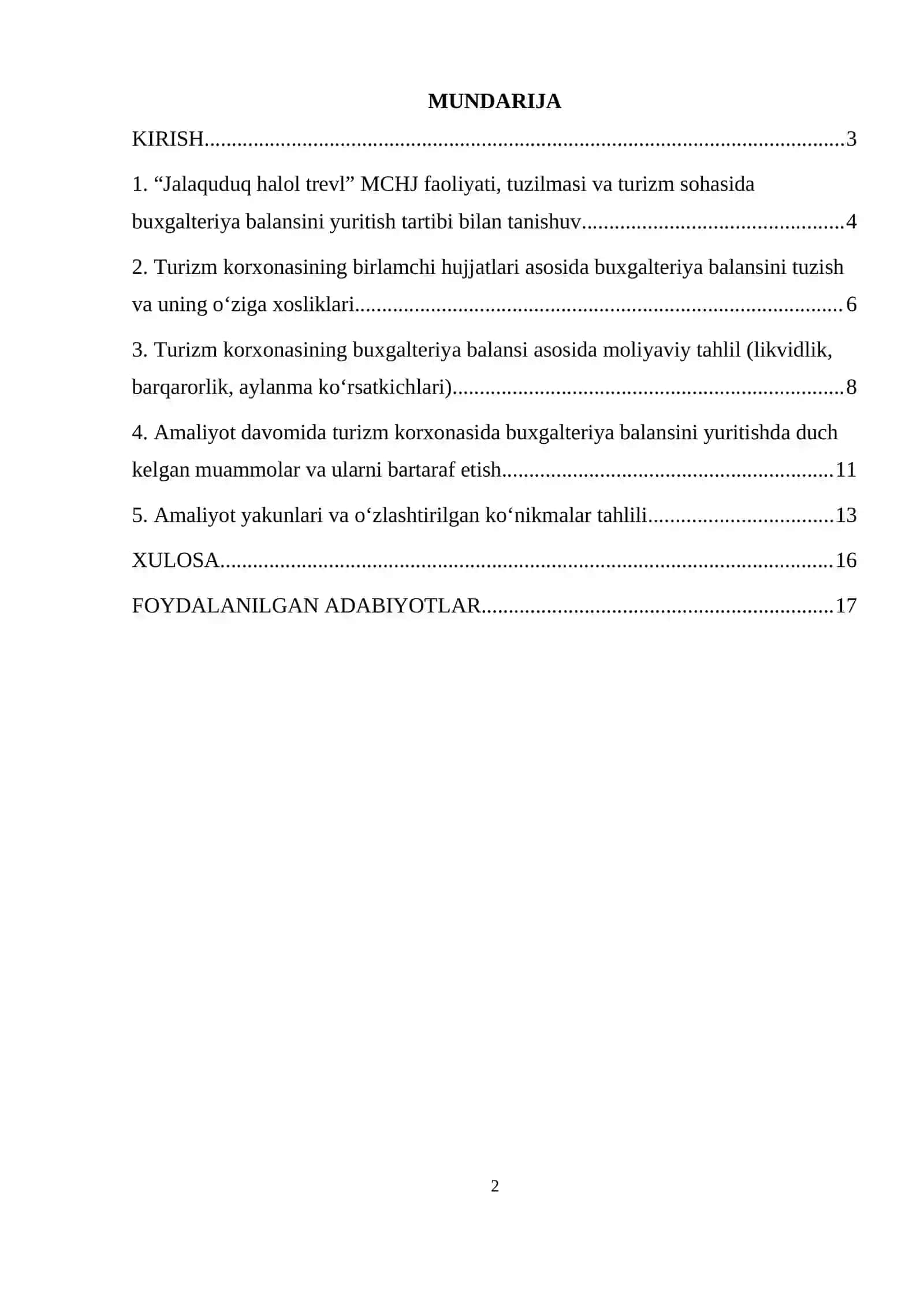 JALAQUDUQ HALOL TREVL. boʻyicha amaliyot hisoboti. 2
