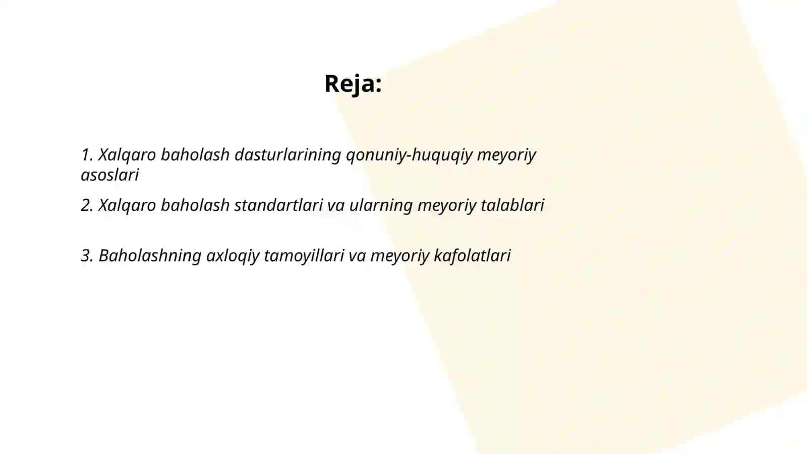 Xalqaro baholash dasturlarining meyoriy asoslari 2