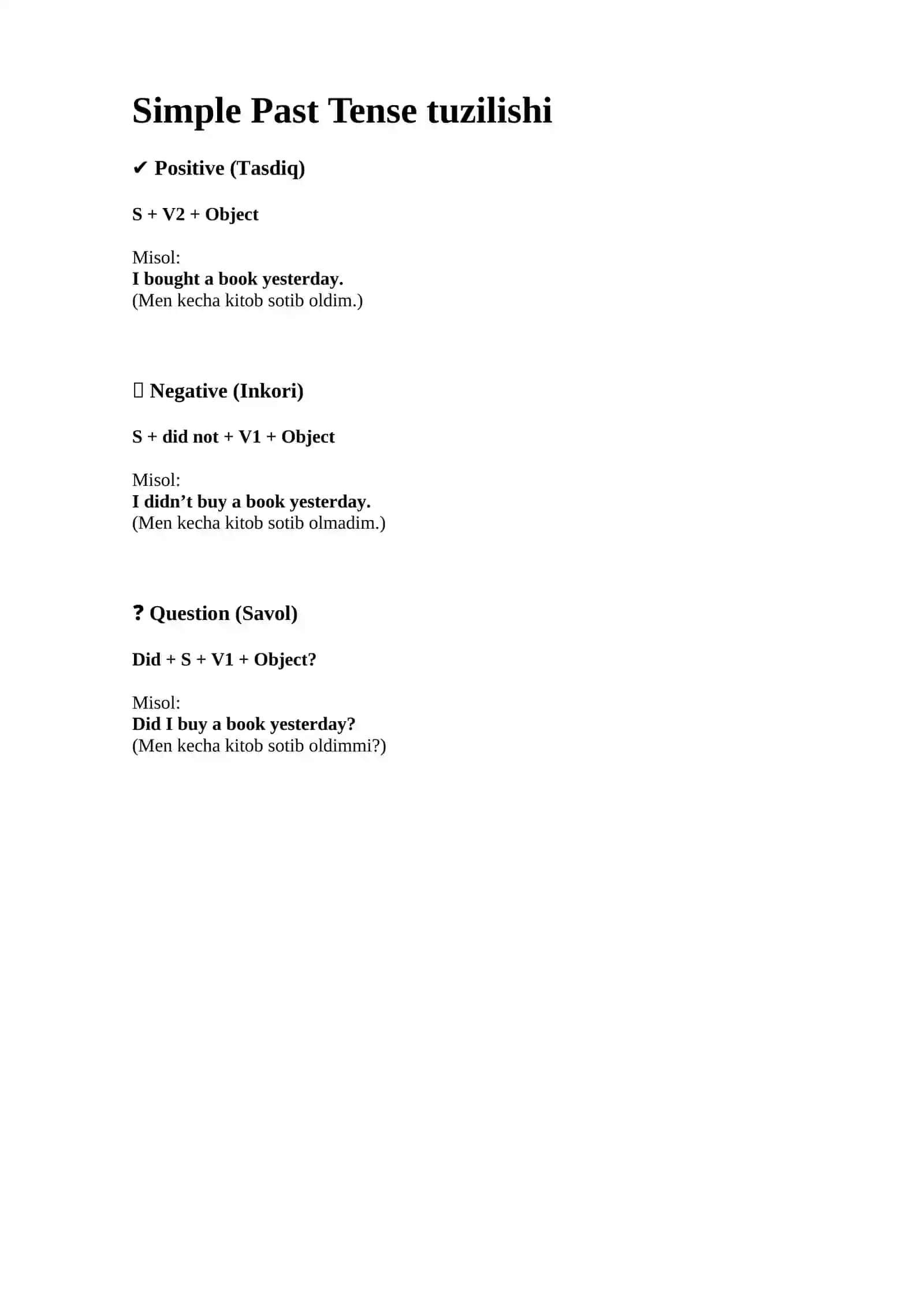 Simple Past Tense 2