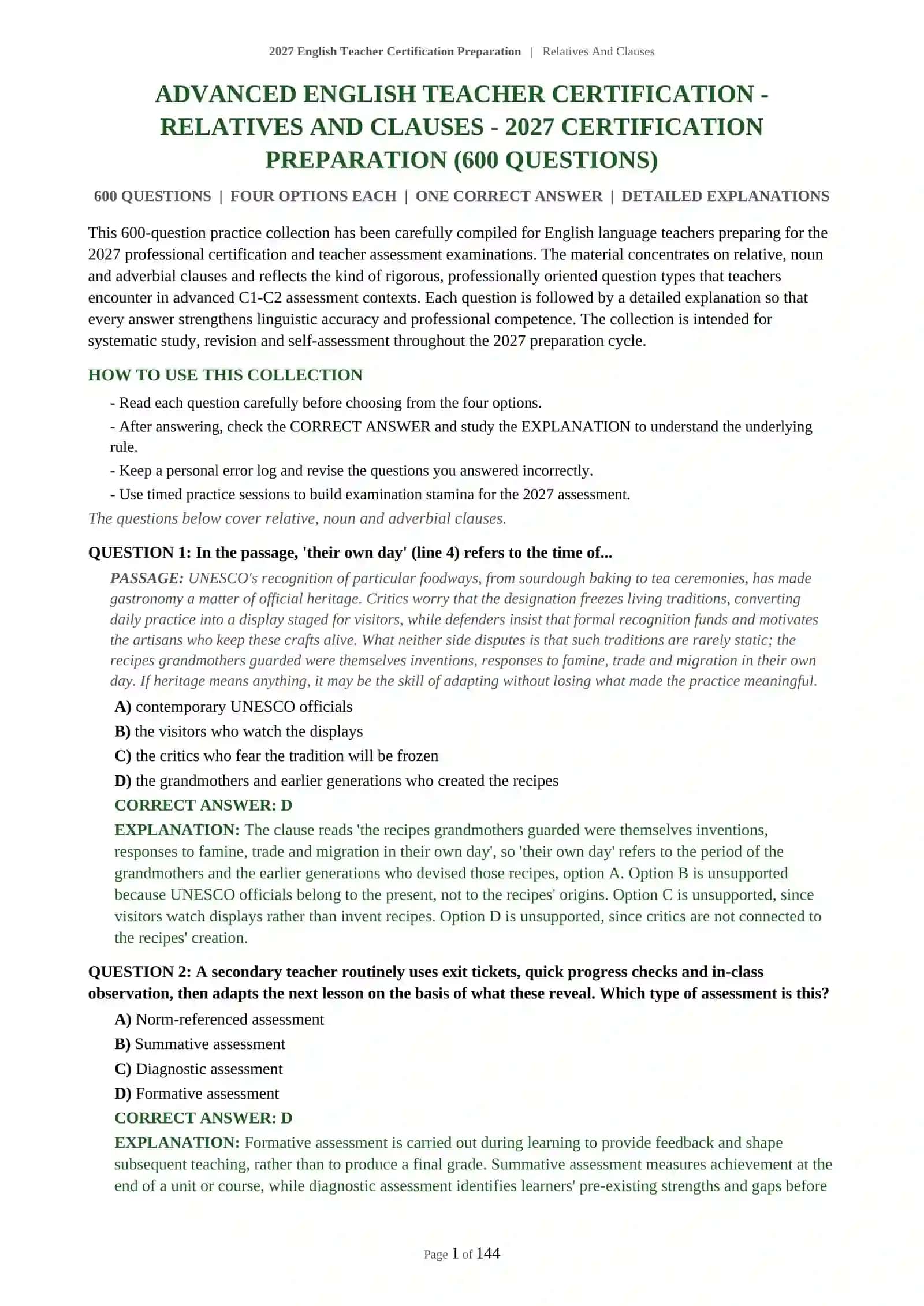 2027 English Teacher Certification Preparation | Relatives And Clauses 2