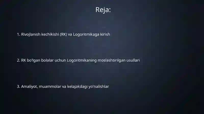 RRS (ruhiy rivojlanish ust-bolalar) bilanishlash: logoritmika ning moslashtirilishi 2