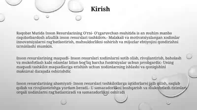 Raqobat Muhitida Inson Resurslarining OʻRni Va Ahamiyati 2