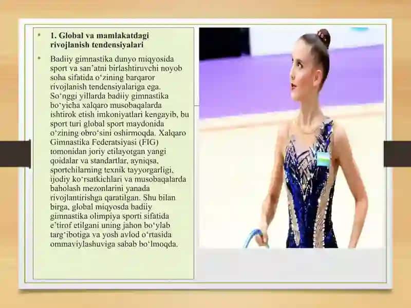 Badiiy gimnastikaning hozirgi zamon holari, muammolari va rivojlanish istiqbollari 2