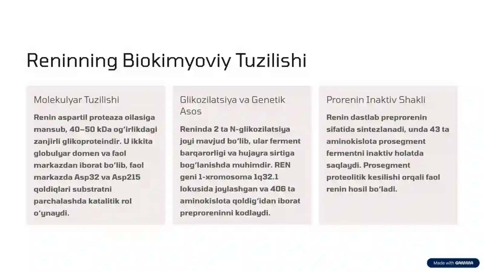 Renin: Biokimyoviy Tavsifi, Sintezi, Parchalanishi, Ta’siri va Klinik Ahamiyati 2