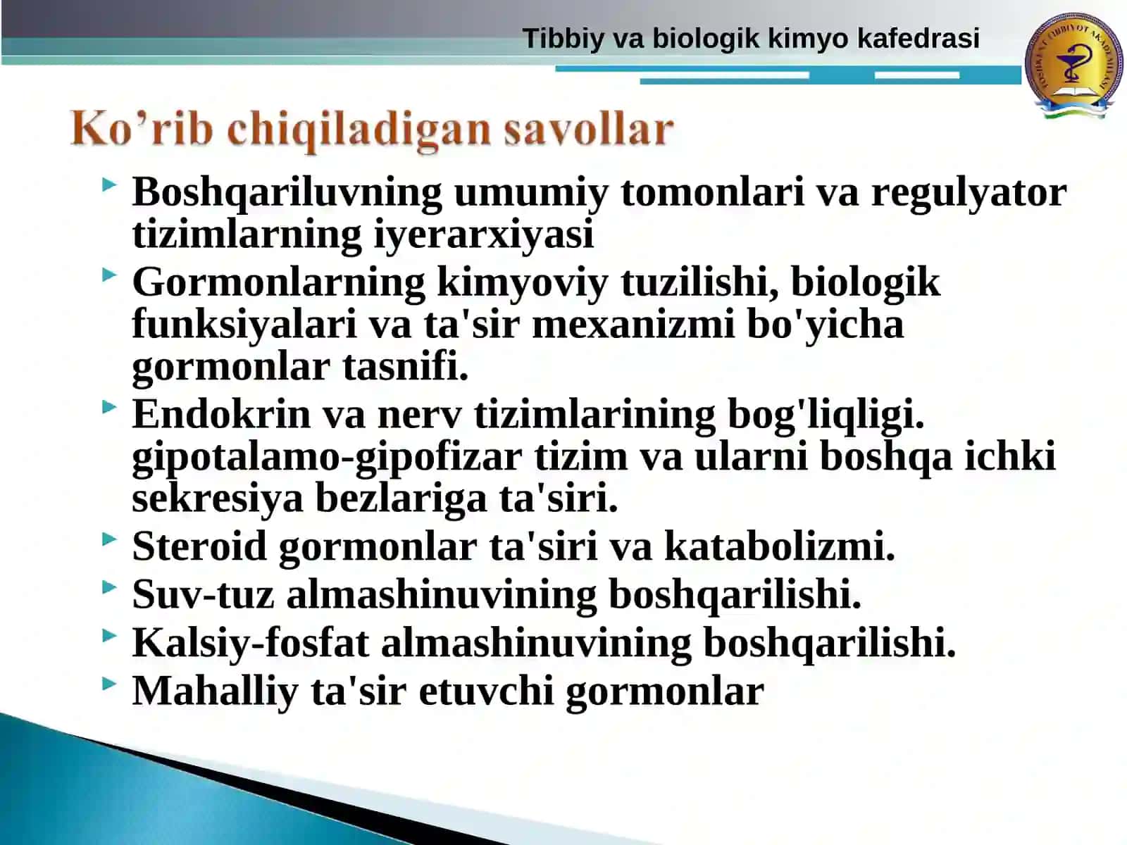 Tibbiy va biologik kimyo kafedrasi 2