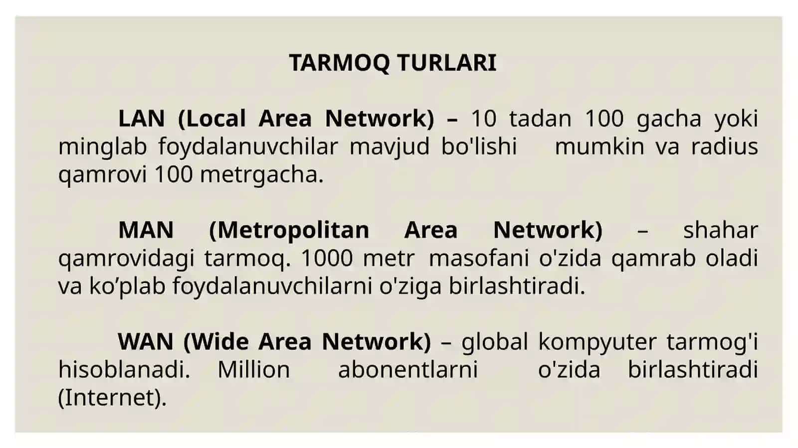 TARMOQ TURLARI 2
