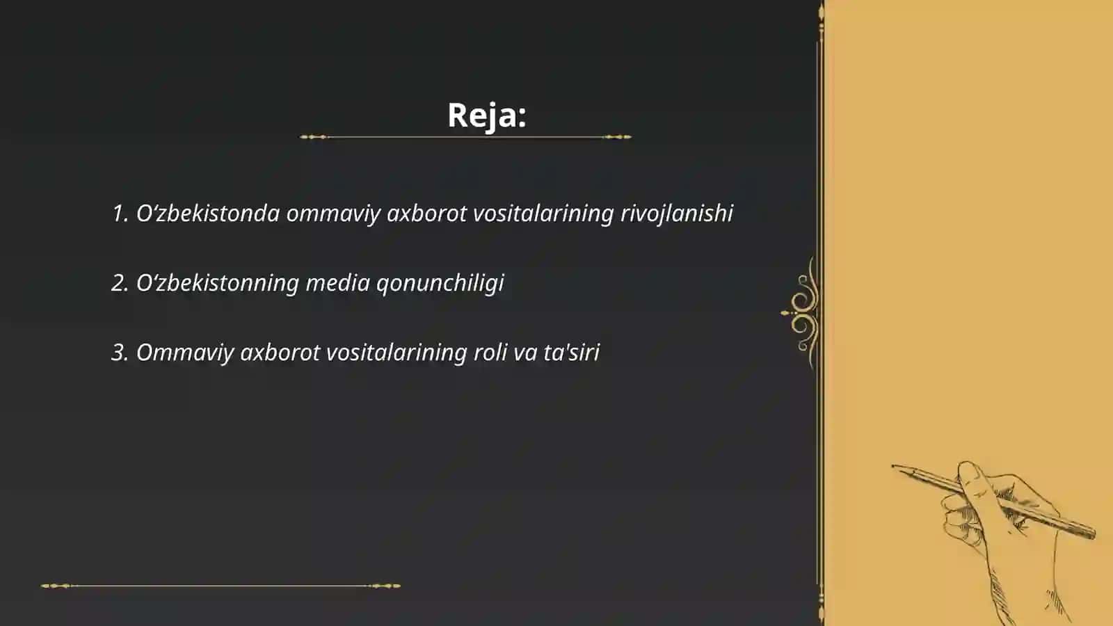 Oʻzbekiston respublikasida ommaviy axborot vositalarining faoliyatlari 2