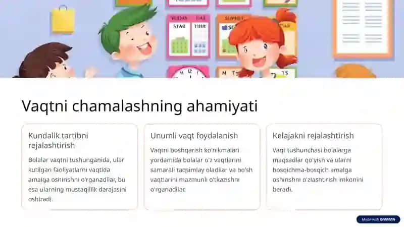 Vaqtni chamalash ko'nikmalari 2