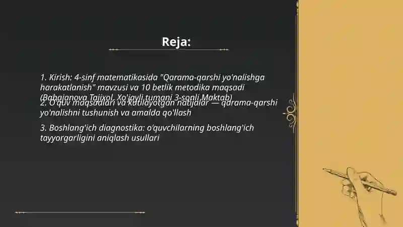 Qarama-qarshi yonalishga harakatlanish mavzusi bo'yicha metodika va didaktik o'yinlar 2
