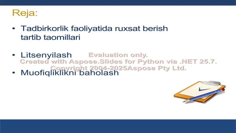 Tadbirkorlik faoliyati sohasidagi ruxsat berish, litsenziyalash va muvofiqlikni baholash 2