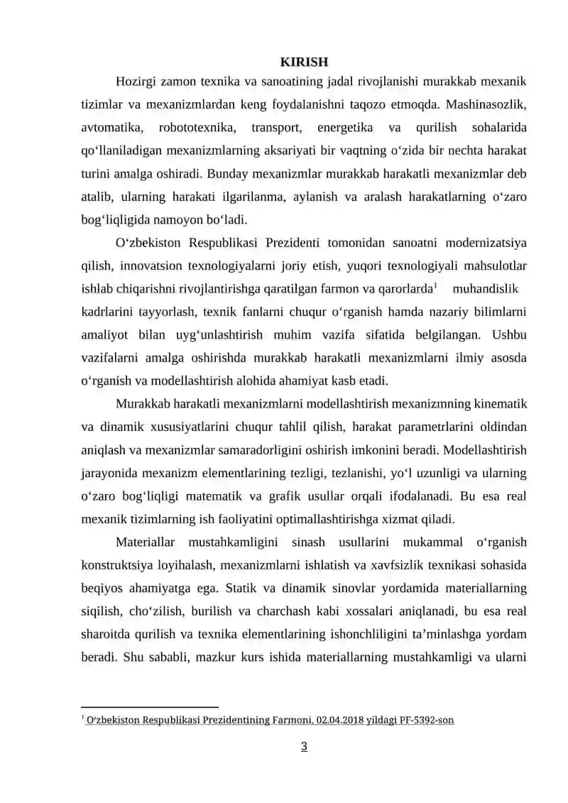 MURAKKAB HARAKATLI MEXANIZMLARNING MODELLASHTIRILISHI 2