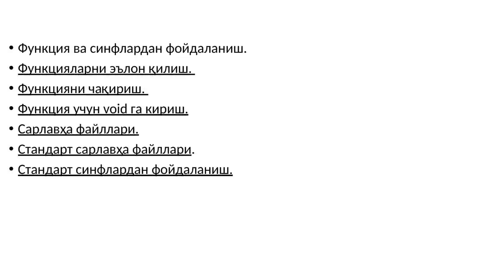 Функция ва синфлардан фойдаланиш 2