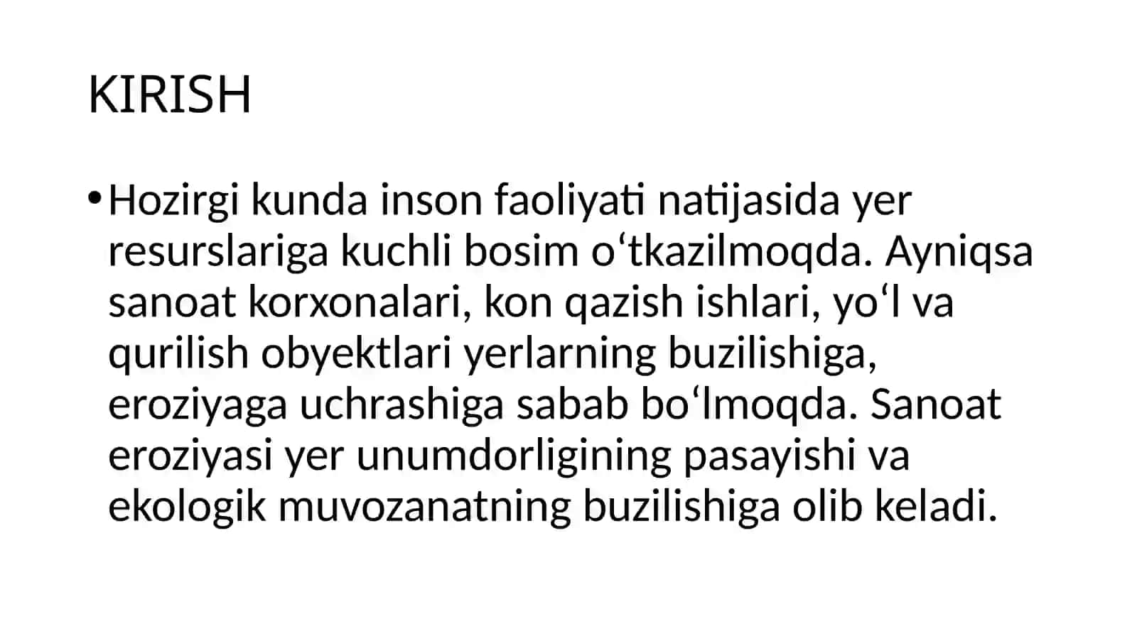 Meliorativ tuproqshunoslik fanidan mustaqil ish taqdimoti 2