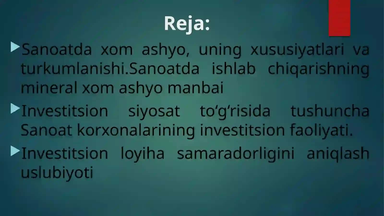 7-mavzu.O‘zbekiston sanoatining xomashyo manbai va uni joylashtirish 2