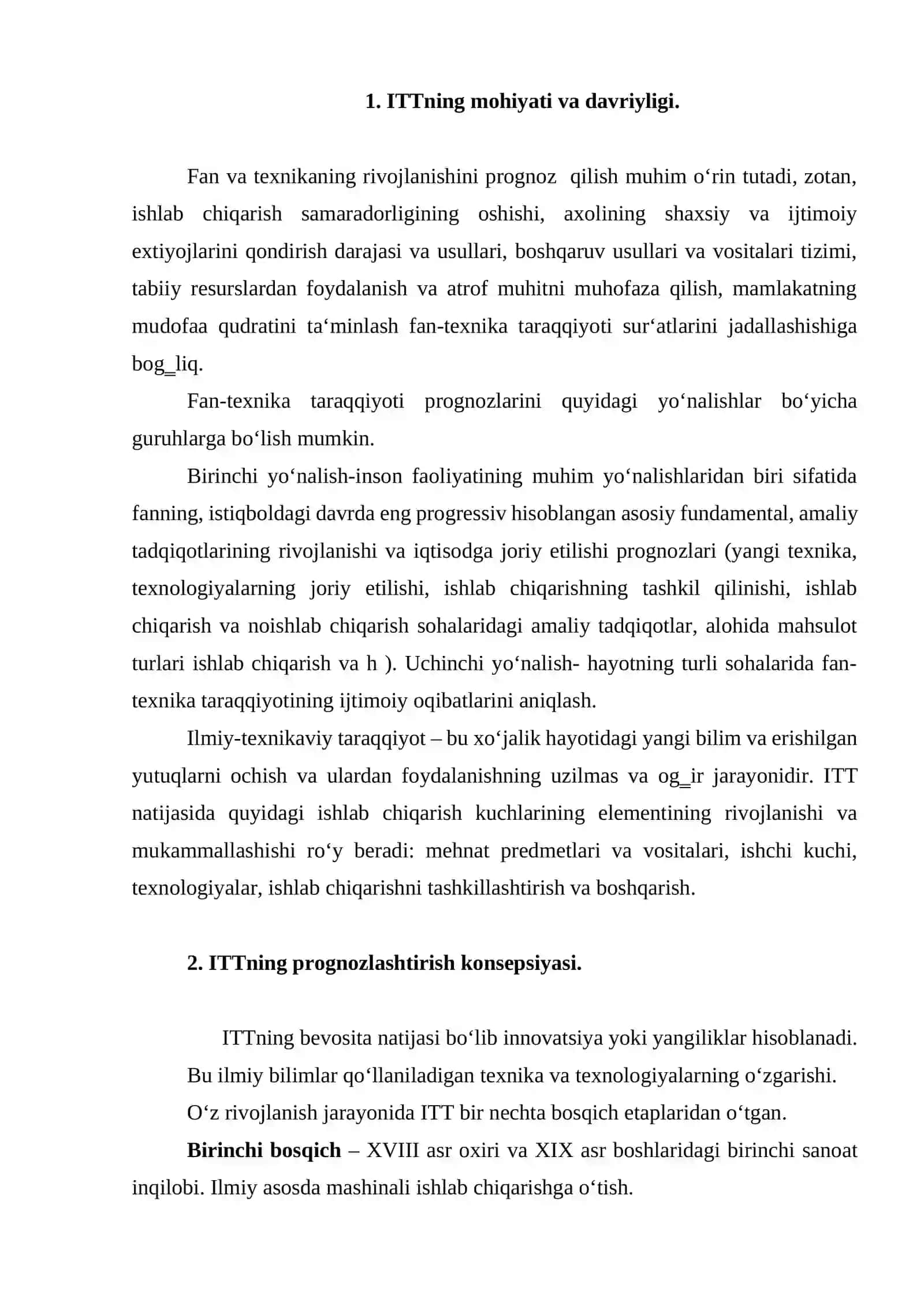 ITTni rivojlanishini prognozlash 2