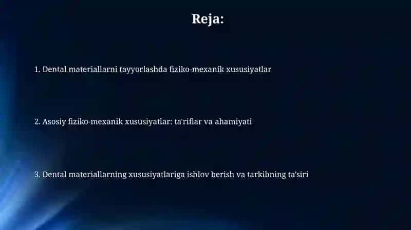 Stomatologik materiallarni tayyorlashda fizik-mexanik xossalari 2