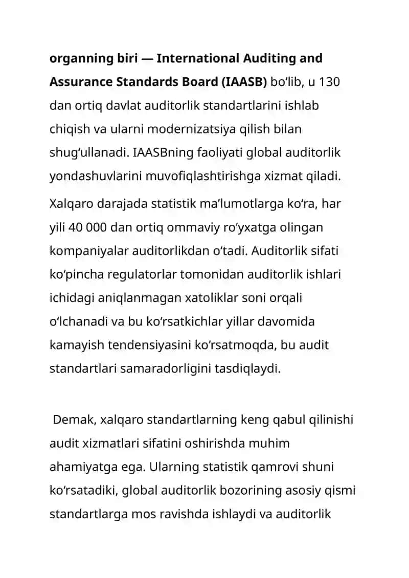 Auditorlik faoliyatini tartibga soluvchi xalqaro va milliy me’yoriy hujjatlar 2
