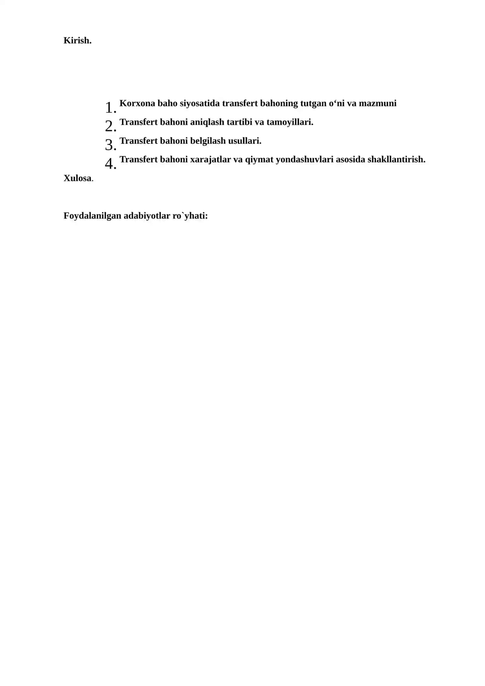 Boshqaruv hisobida baho siyosati va transfert bahoni shakillantirish 2