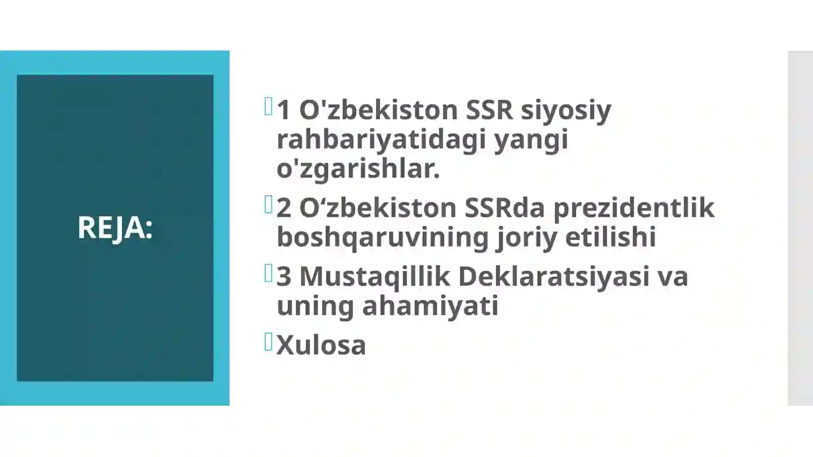 O'zbekiston mustaqillikka erishish ostonasida 2