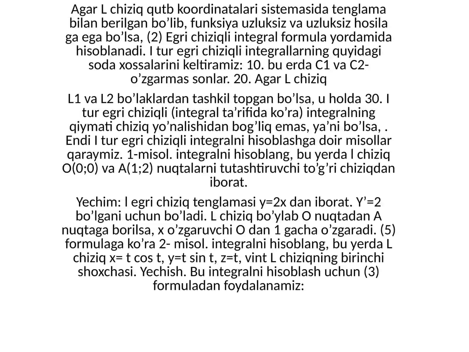 Egri chiziqli integrallar 2