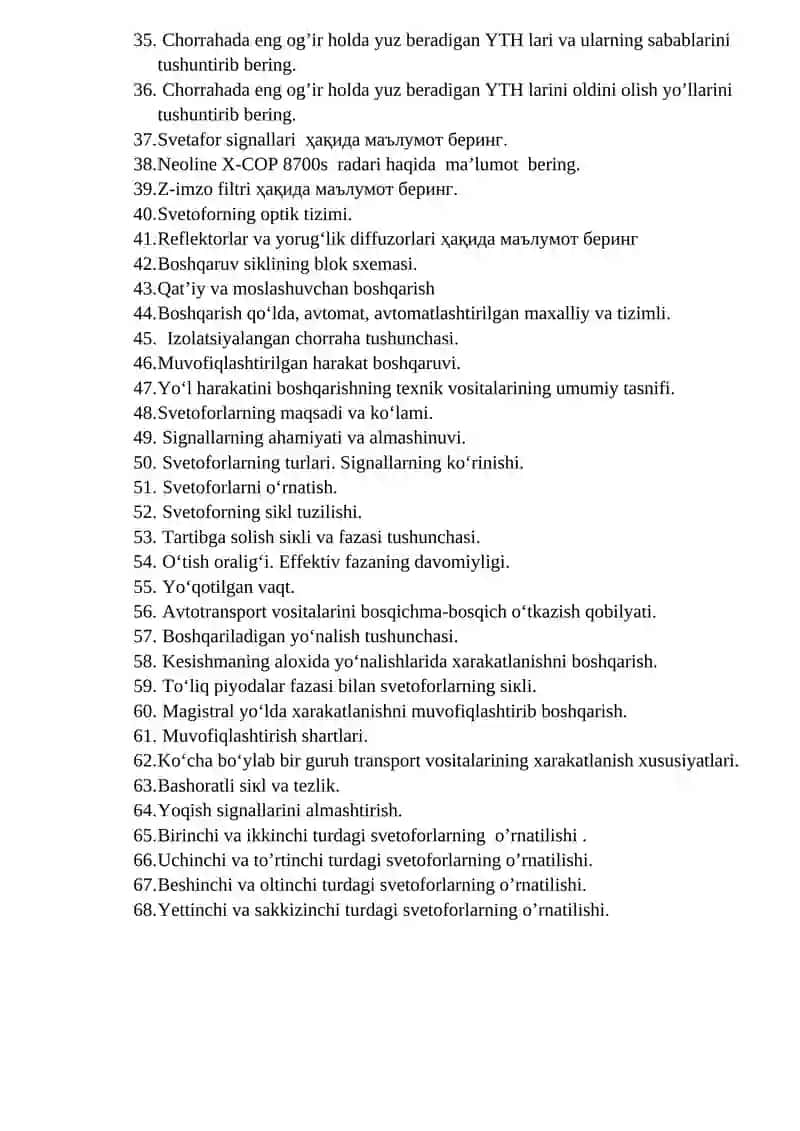 Yo’l harakatini boshqarishning texnik vositalari 2
