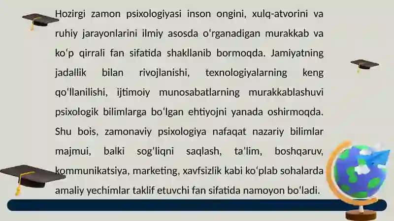 Hozirgi zamon psixologiyasining tuzilishi va tadqiqot metodlari 2