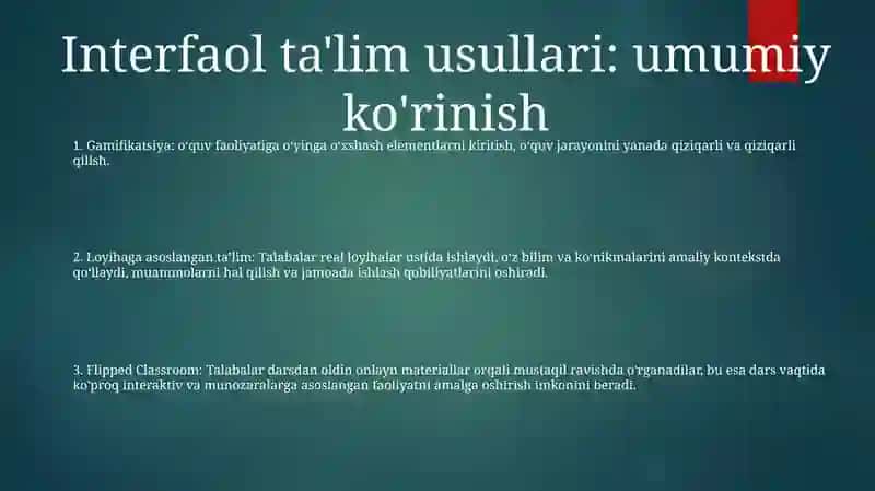 Talim Jarayonida Interfaol Usullar Qollash 2