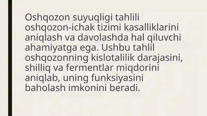 Oshqozon suyuqligi tashxisining klinik ahamiyati 2