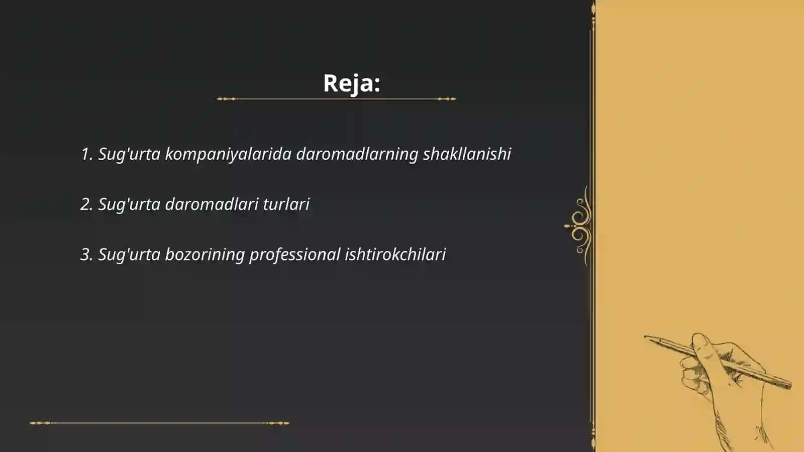 Sug'urta kompaniyasida daromadlarning shakllanishi 2
