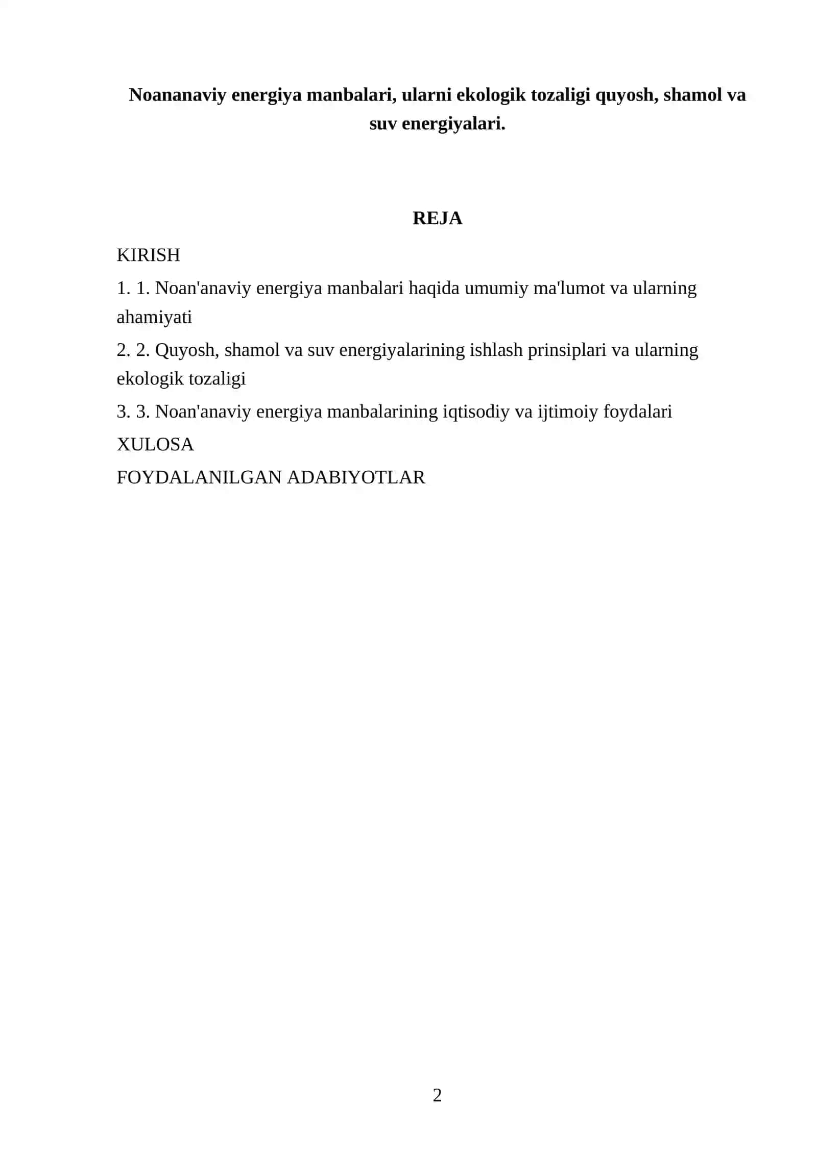 Noananaviy energiya manbalari va ularning ekologik tozaligi 2